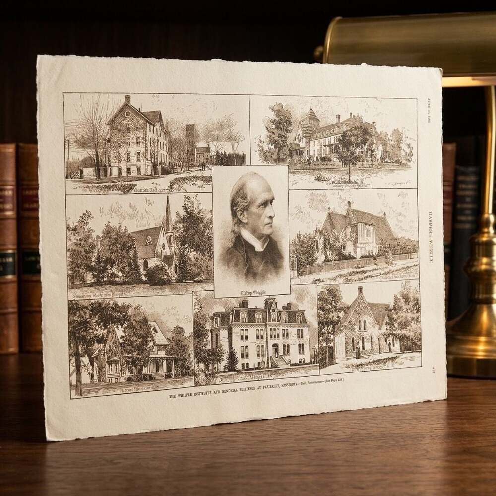 1888 Harper's Weekly Print The Whipple Institutes and Memorial Buildings Faribau